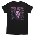 Coretta Scott King Her Legacy graphic tee on black shirt
