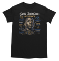Jack Johnson: His Legacy graphic tee flat lay on black crewneck