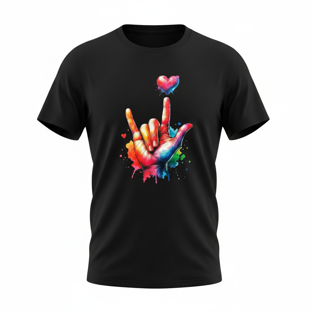 Black ASL Heart Tee