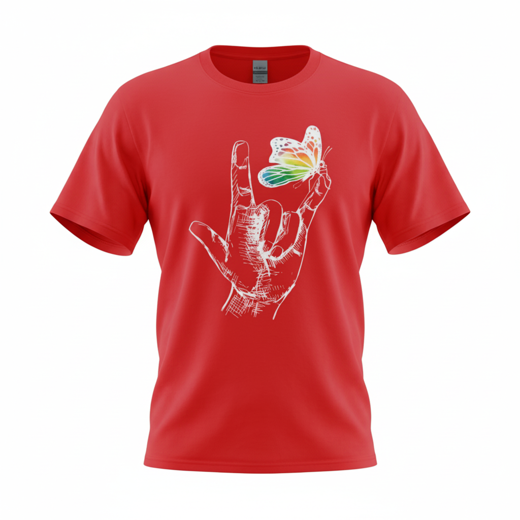 Red ASL Butterfly Tee