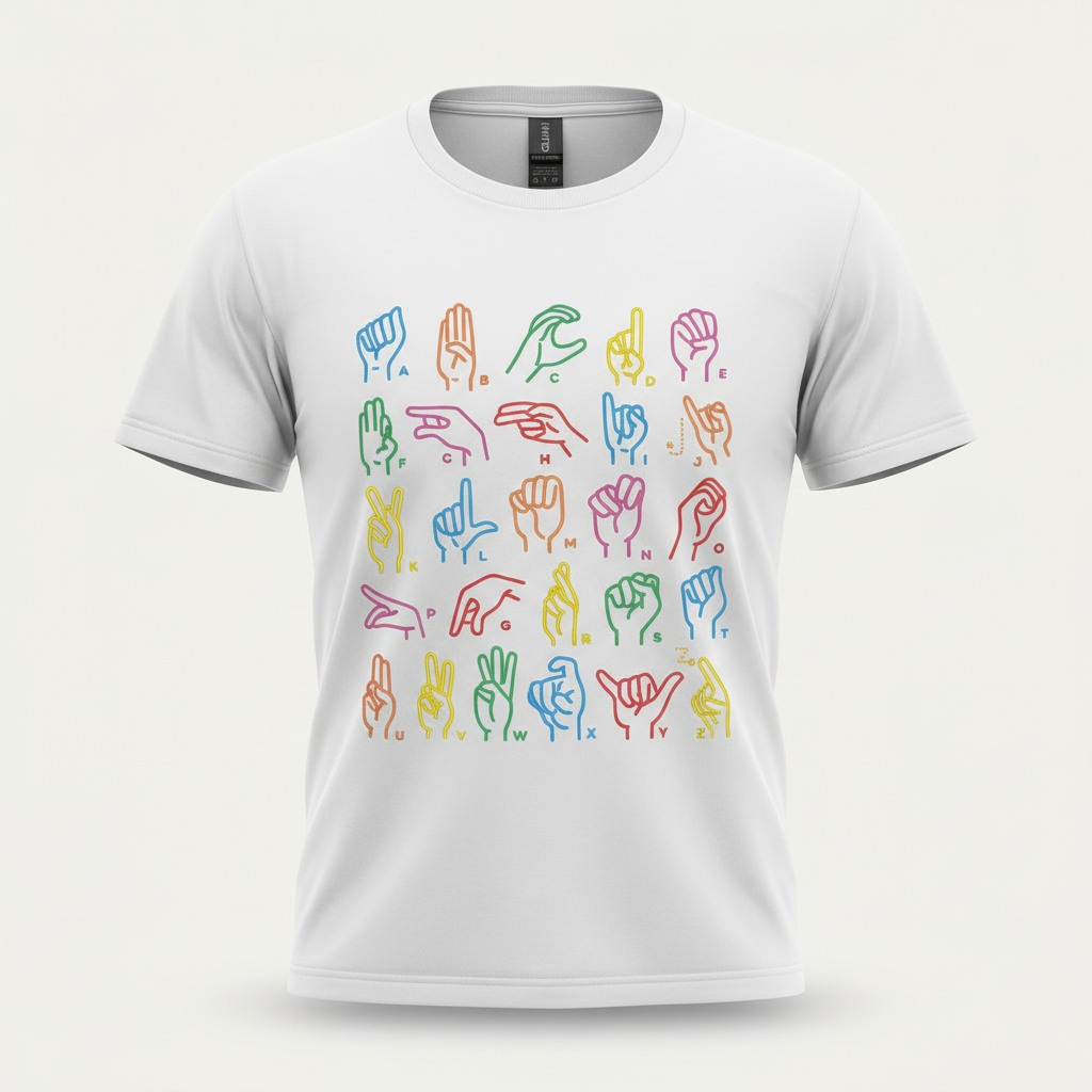 White ASL Alphabet Tee