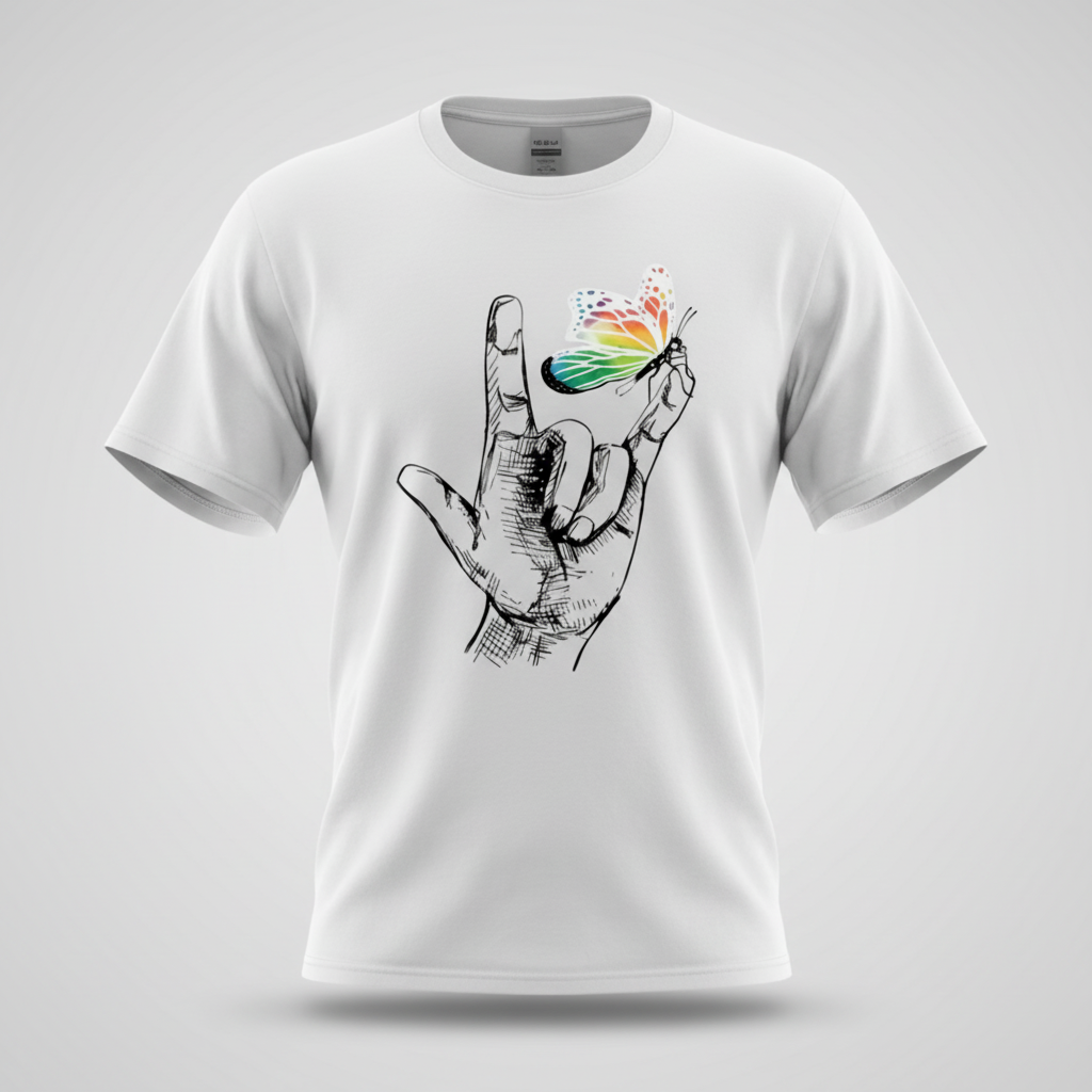 White ASL Butterfly Tee