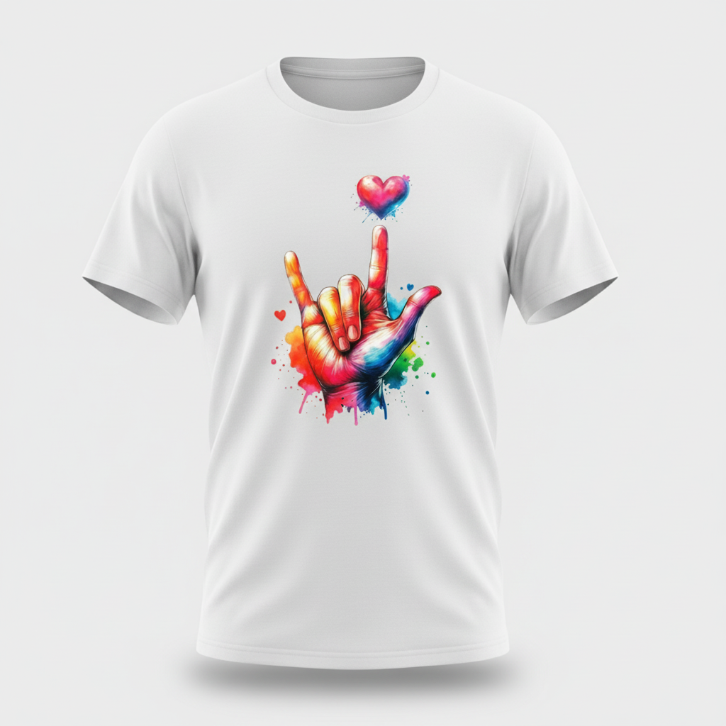 White ASL Heart Tee