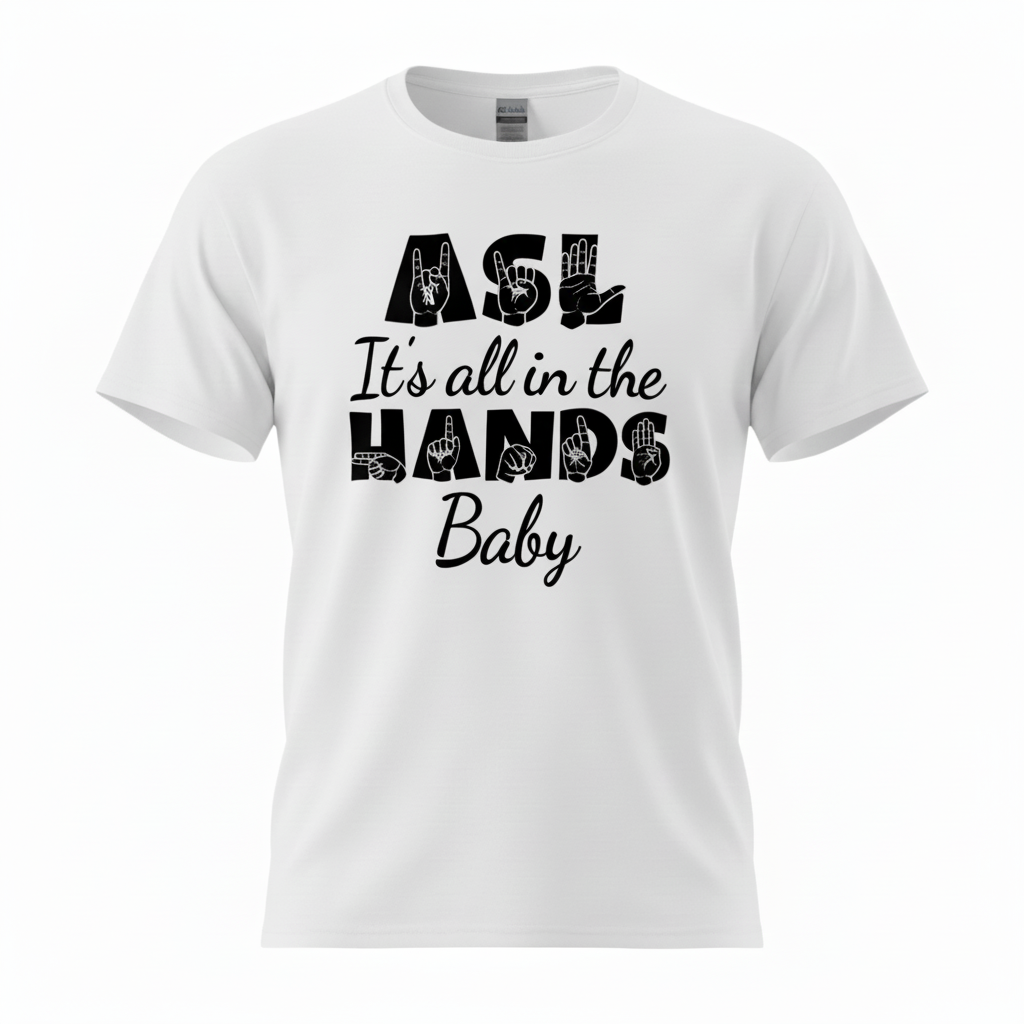 White ASL Tee - Black Letters
